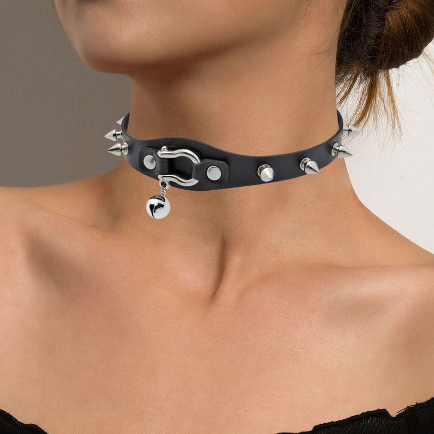 Studded Faux Leather Choker Product Image