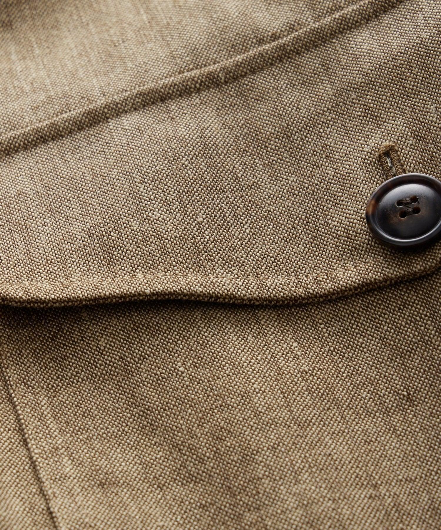 Italian Bonded Linen Military Trench in Brown Product Image