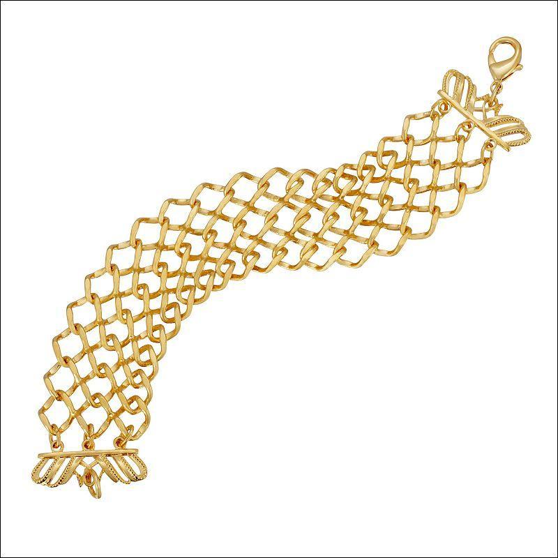 1928 Gold Tone Wide Link Mesh Bracelet, Womens Product Image