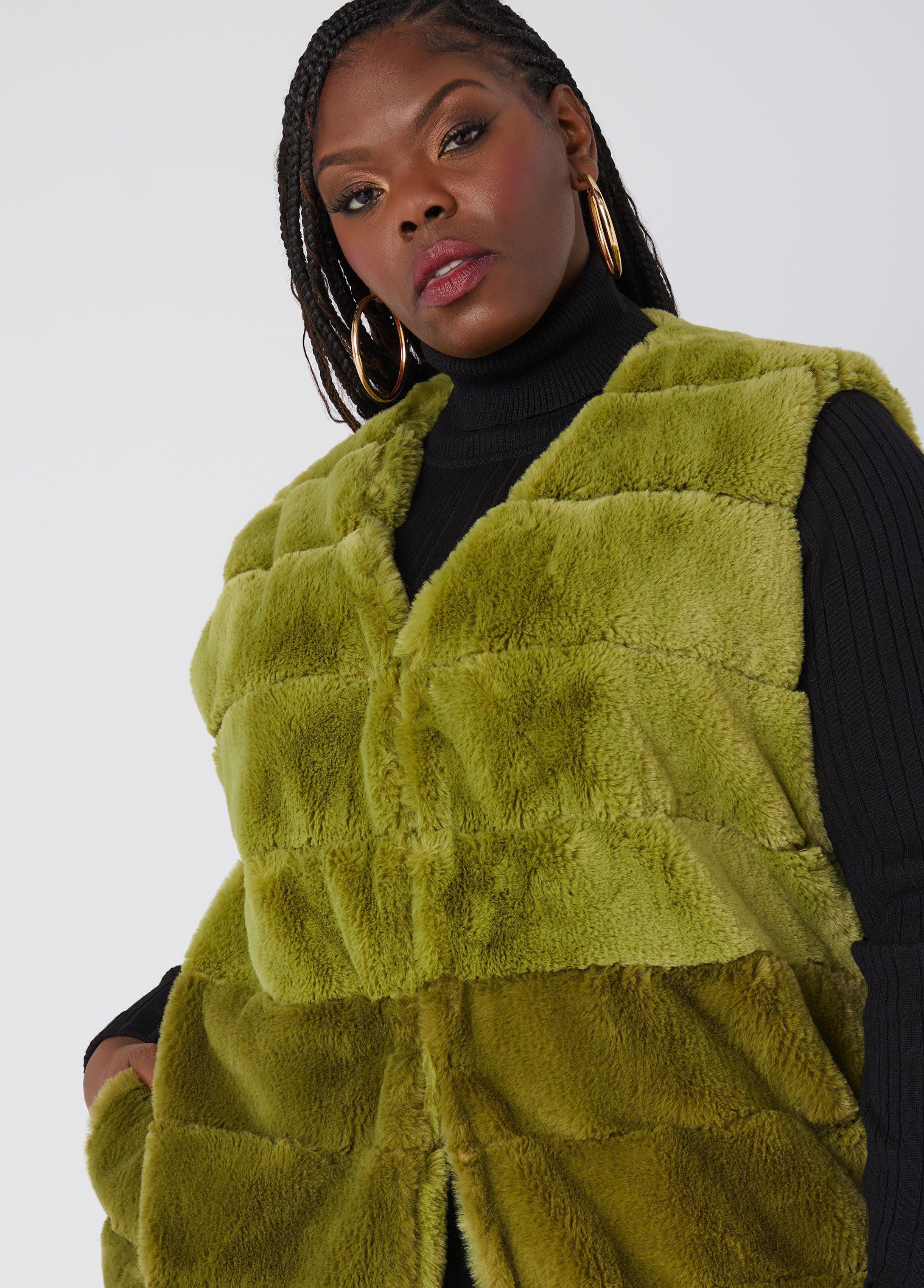 Colorblock Faux Fur Vest Product Image