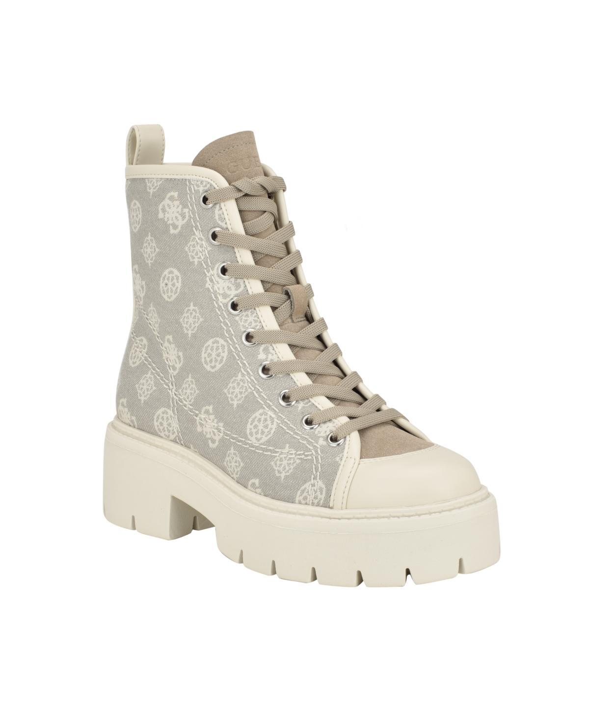 Guess Womens Shutter Lace-Up Logo Pattern Combat Boots Product Image