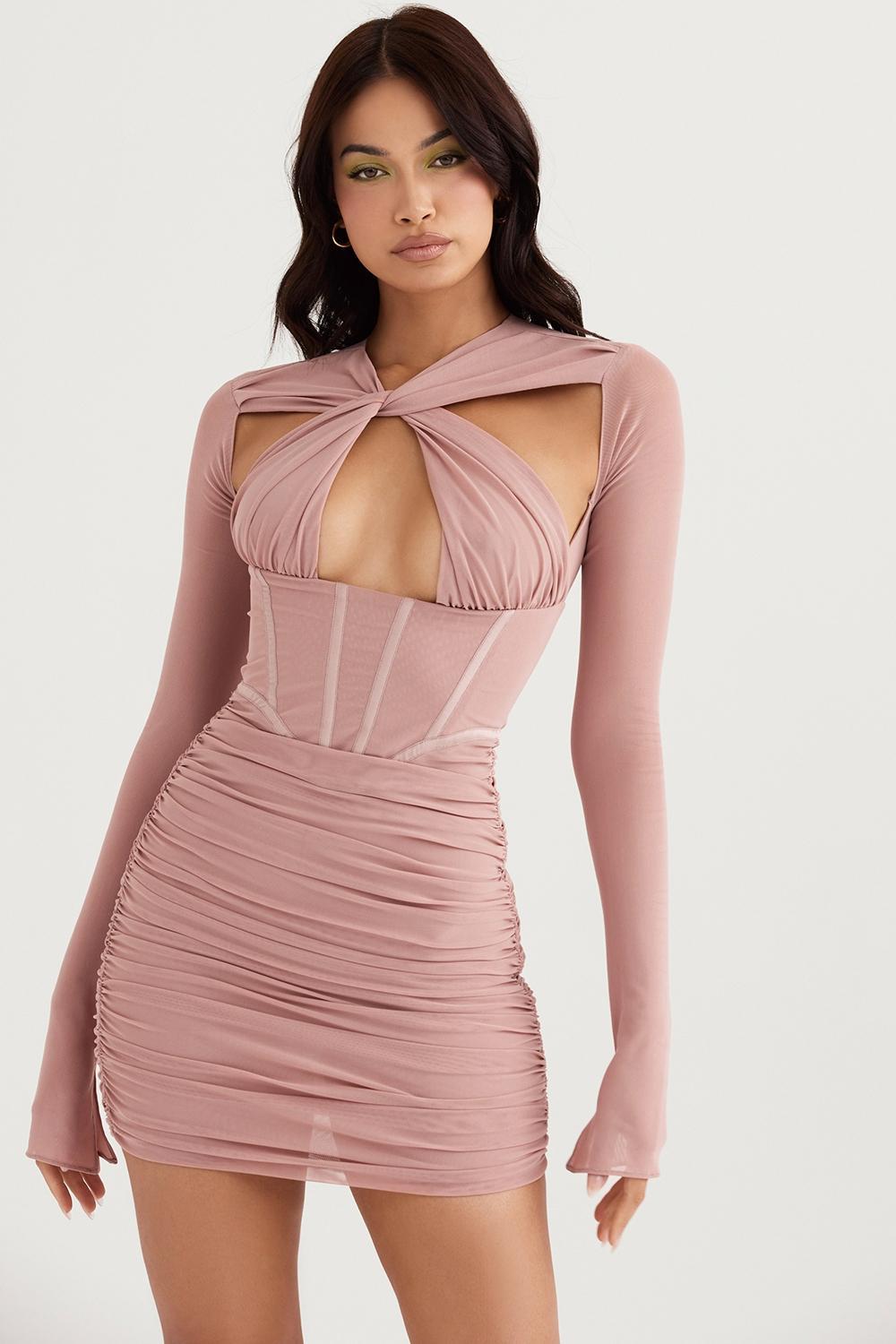 Adanna Blush Corset Mini Dress Product Image