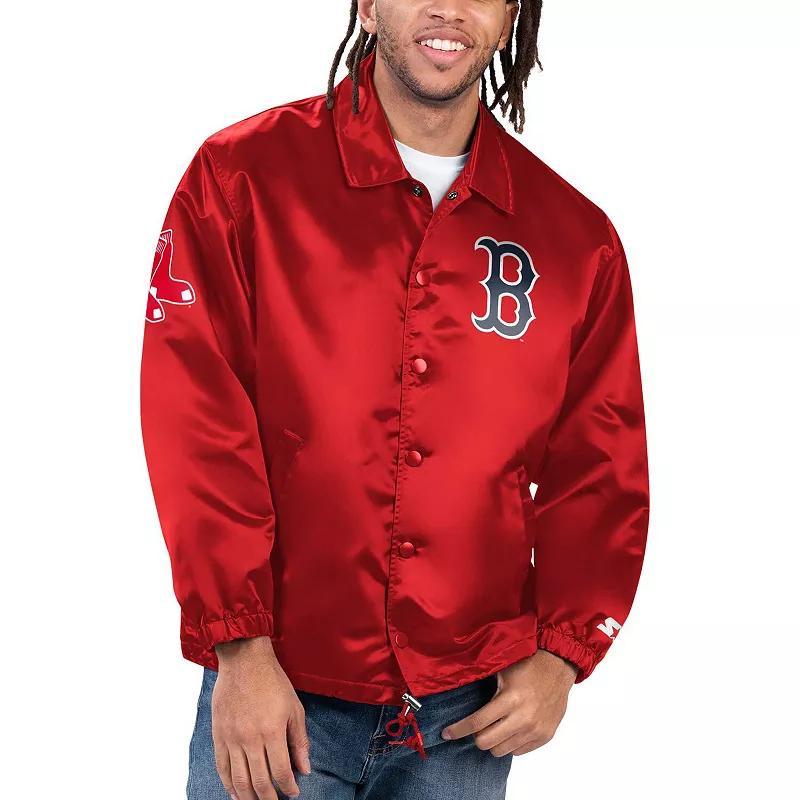 Mens Starter Boston Sox Option Route Satin Full-Snap Jacket Product Image