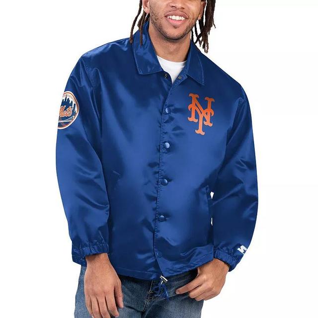 Mens Starter Royal New York Mets Option Route Satin Full-Snap Jacket Product Image