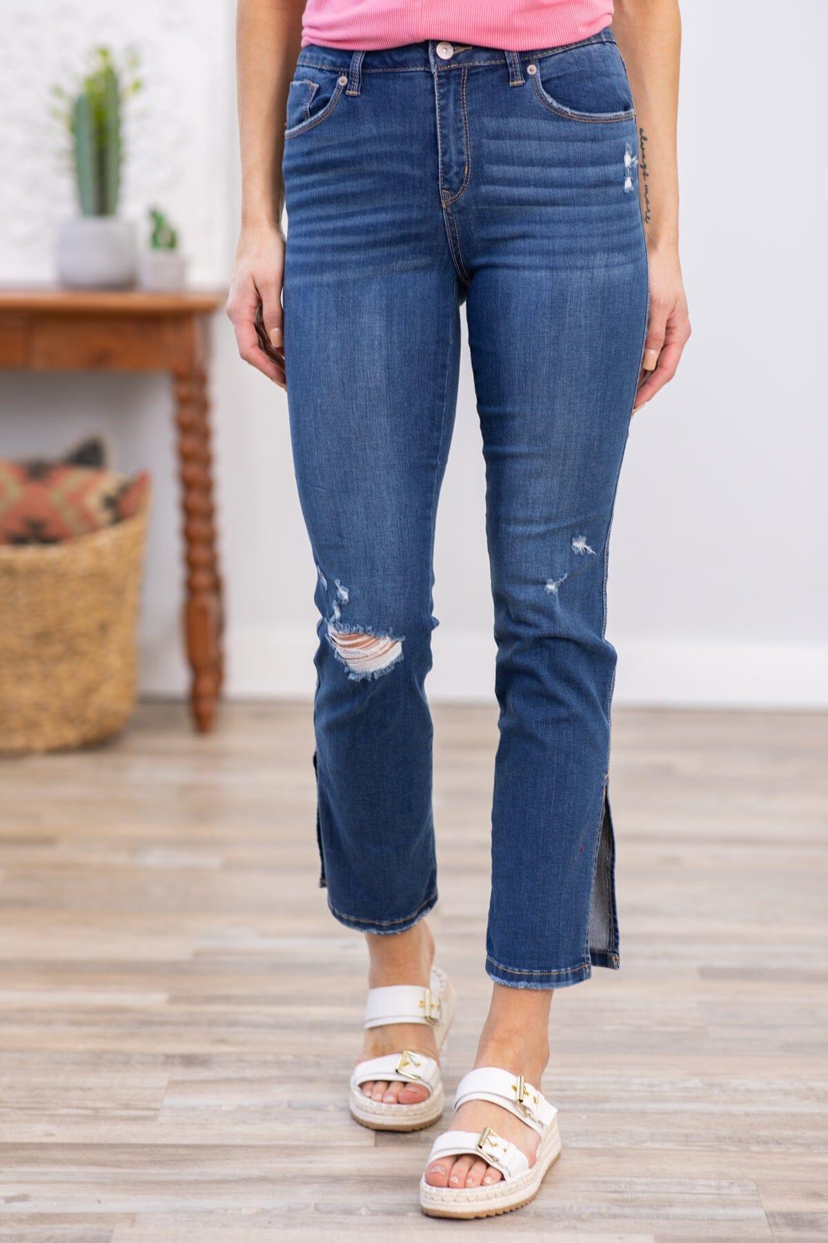 Rewash High Rise Slim Straight Jeans With Slit Product Image