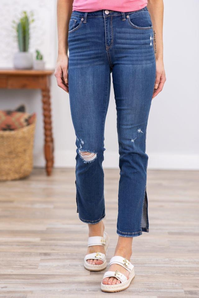 Rewash High Rise Slim Straight Jeans With Slit Product Image