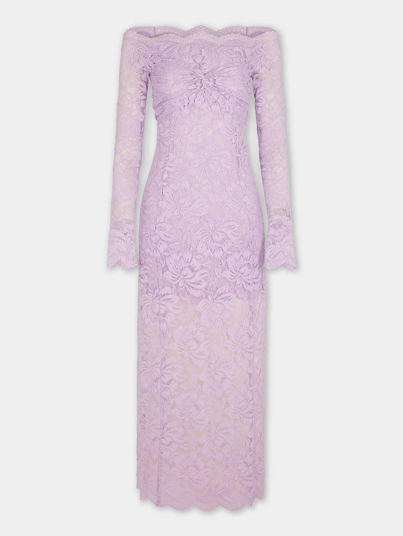 LAVENDER LONG DRESS IN LACE Product Image