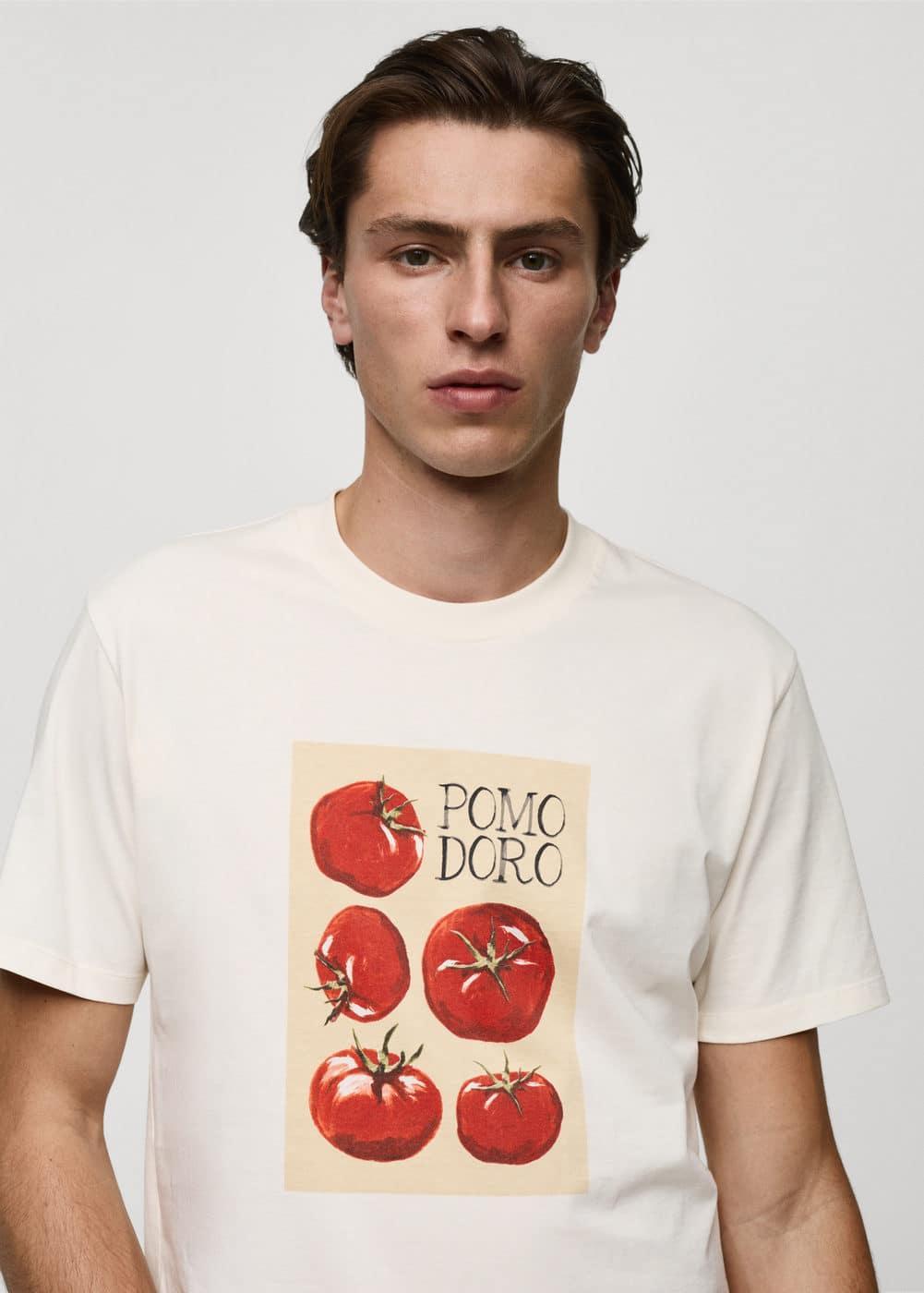 MANGO MAN - Regular fit printed cotton t-shirt ecruMen Product Image