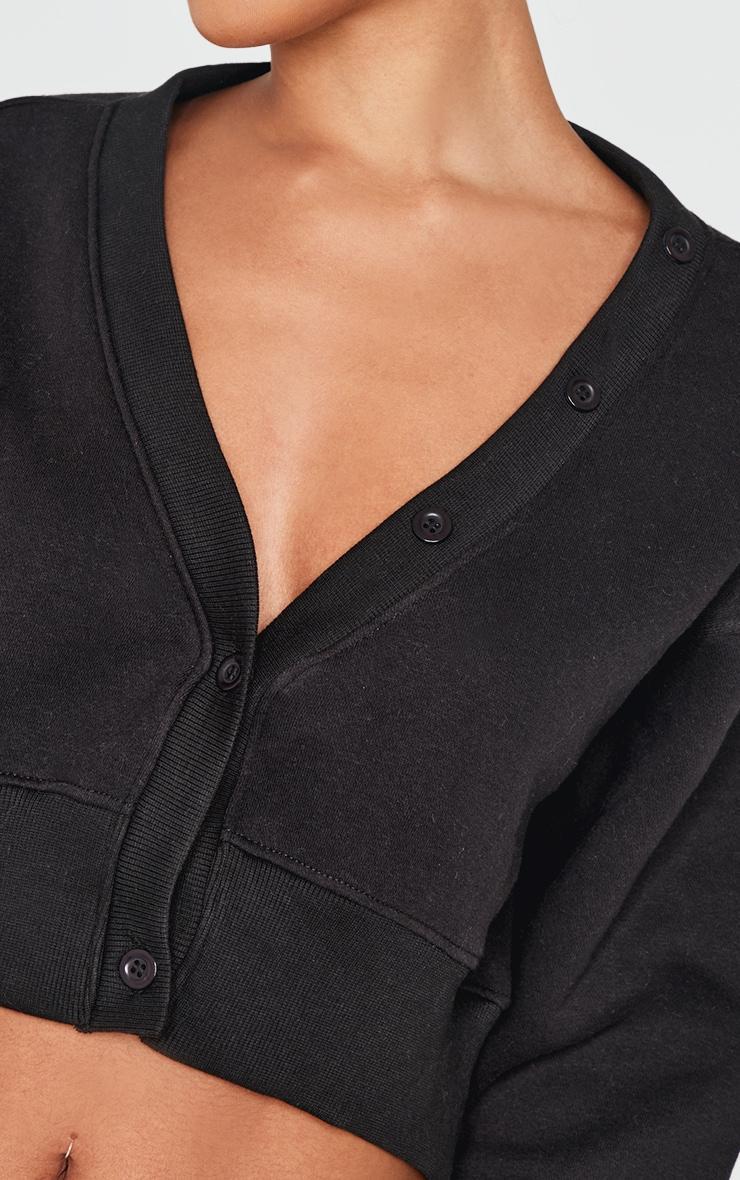 Black Cropped Button Front Sweatshirt Product Image