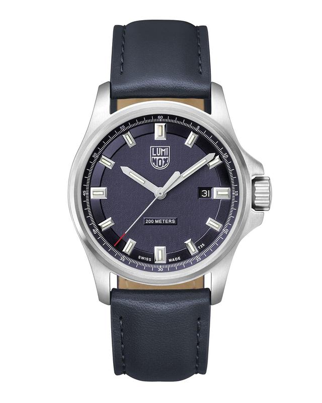 Mens Dress Field Watch with Leather Strap, Navy Product Image