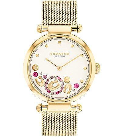 COACH Womens Cary Quartz Analog Gold Mesh Bracelet Watch Product Image