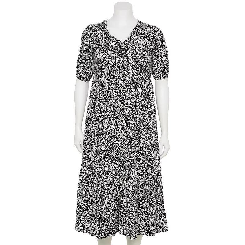 Womens Sonoma Goods For Life Adaptive Button Thru Femme Midi Dress Product Image