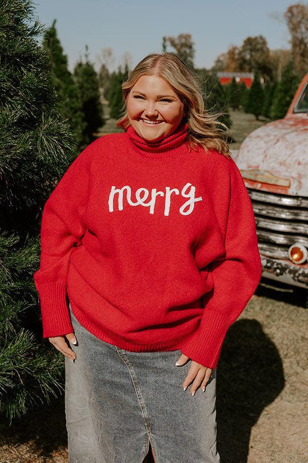 Merry Turtle Neck Sweater In Red Curves product image