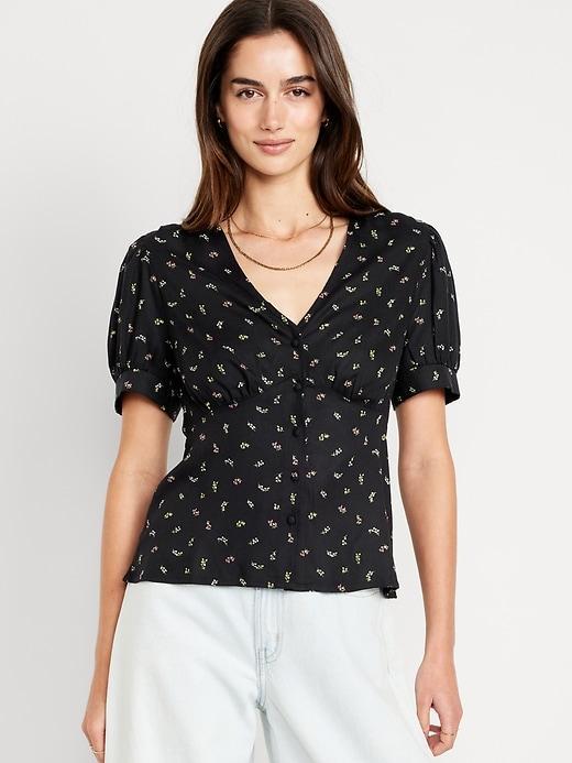 Waist-Defined Crepe Top Product Image