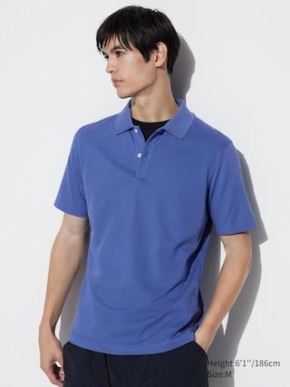 Mens Airism Cotton Pique Polo Shirt with Quick-Drying Blue 2XS UNIQLO US Product Image