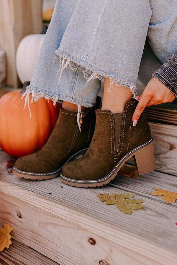 The Khloe Faux Suede Bootie in Brown Product Image