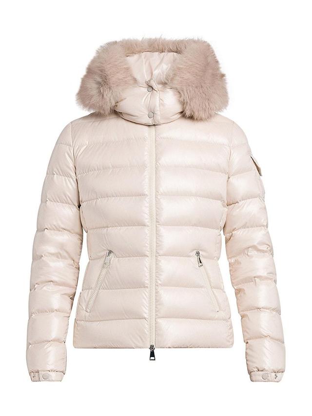 Womens Short Down Jacket with Faux Fur Trim Product Image