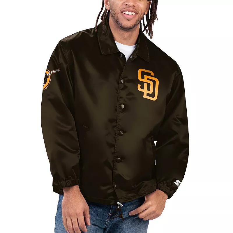 Mens Starter San Diego Padres Option Route Satin Full-Snap Jacket Product Image