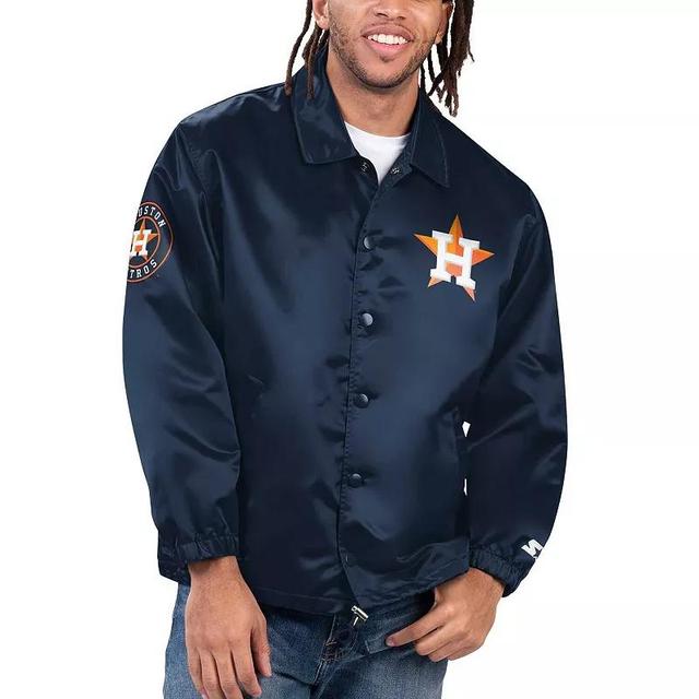 Mens Starter Milwaukee Brewers Option Route Satin Full-Snap Jacket Blue Product Image