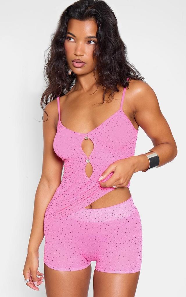 Hot Pink Seamless Hot Fix Cut Out Long Top Product Image