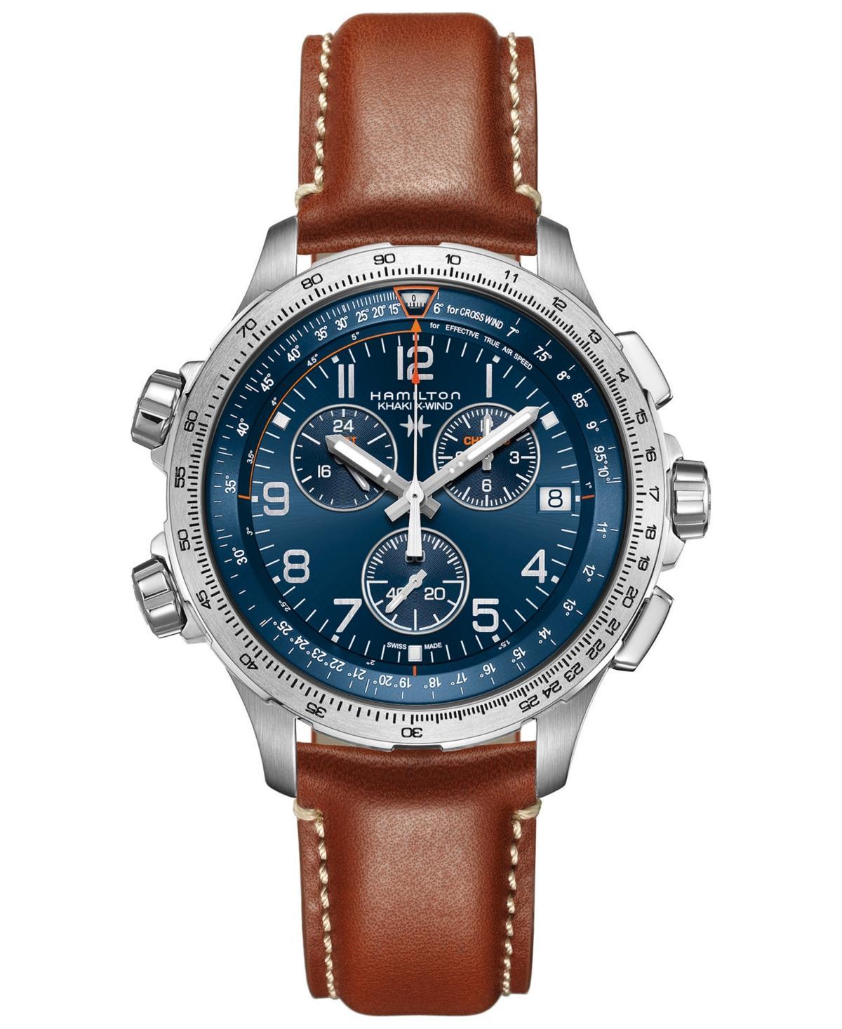 Hamilton Khaki Aviation X-Wind Chronograph GMT Leather Strap Watch, 46mm Product Image