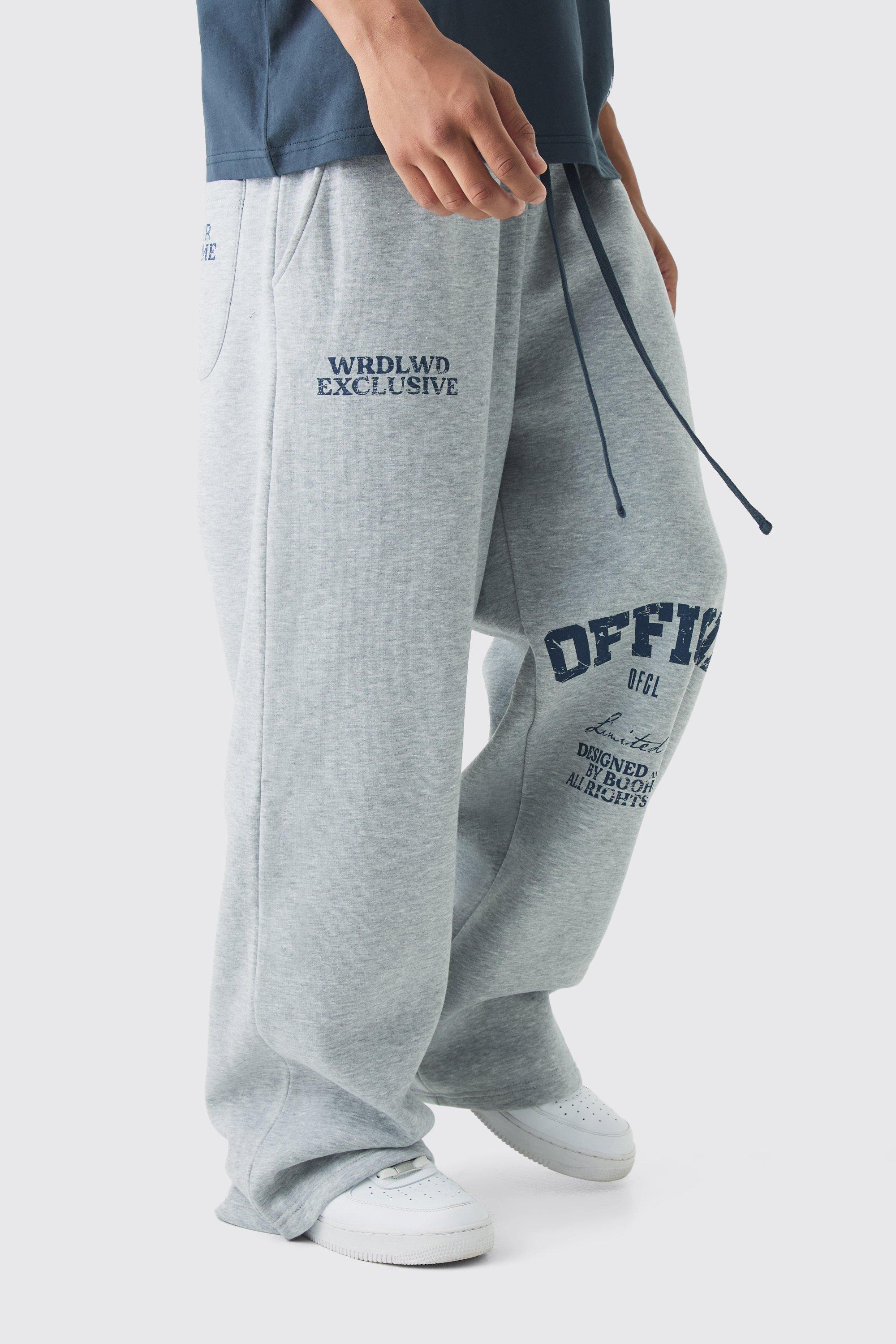 Wide Leg Offcl Print Sweatpants | boohooMAN USA Product Image