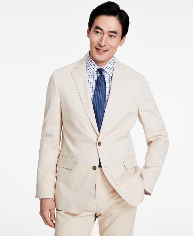 B by Brooks Brothers Mens Classic-Fit Stretch Solid Suit Jacket - Beige Product Image