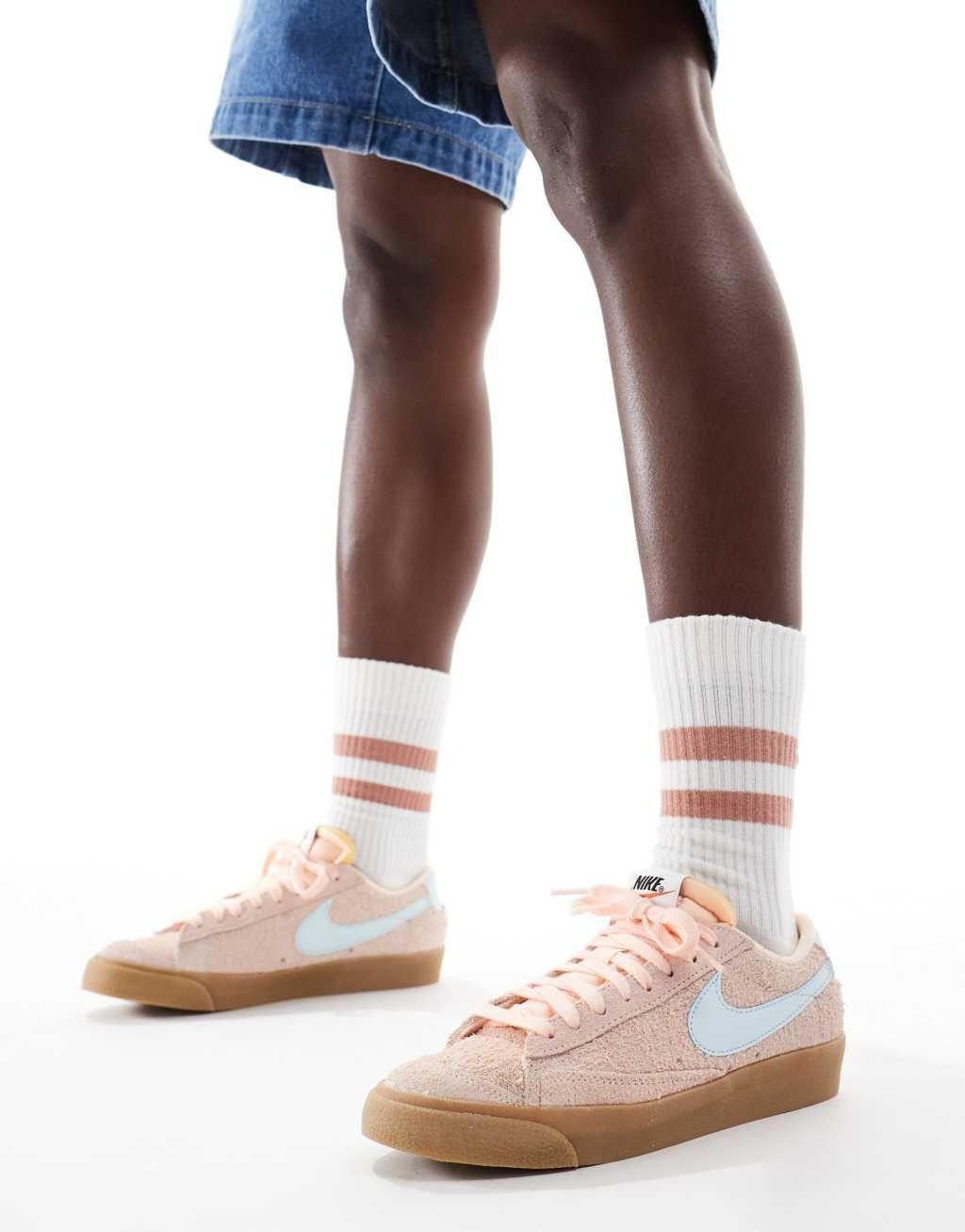 Nike Blazer Low '77 sneakers in pink and blue Product Image