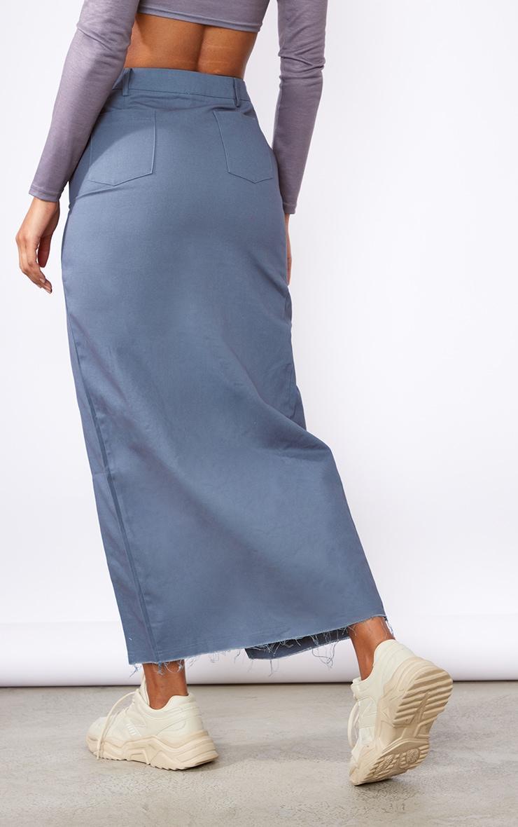 Steel Blue Twill Split Thigh Midaxi Skirt Product Image