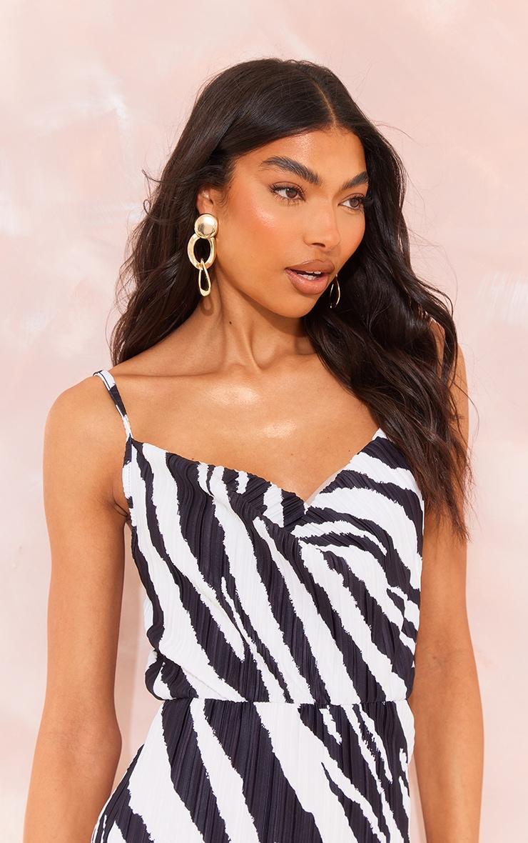 Tall Zebra Print Plisse Strappy Maxi Dress Product Image