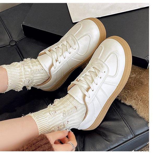 Faux Leather Lace-Up Sneakers Product Image