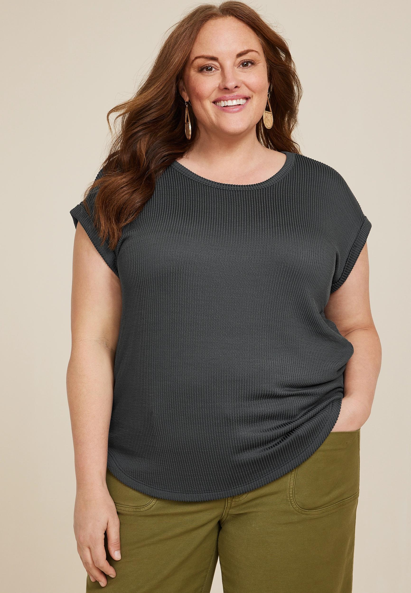 Maurices 4X Plus Size Womens 24/7 Clara Ribbed Tee Product Image