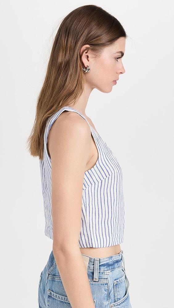 Madewell Scoopneck Crop Tank in Stripe 100% Linen | Shopbop Product Image