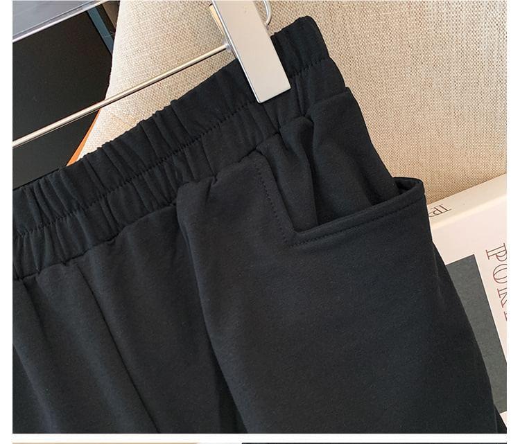 Plus Size Elastic Waist Plain Harem Cargo Pants Product Image