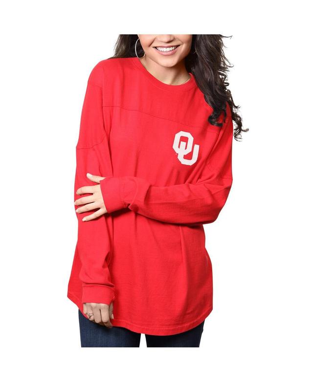 Womens Pressbox Crimson Oklahoma Sooners The Big Shirt Oversized Long Sleeve T-shirt Product Image