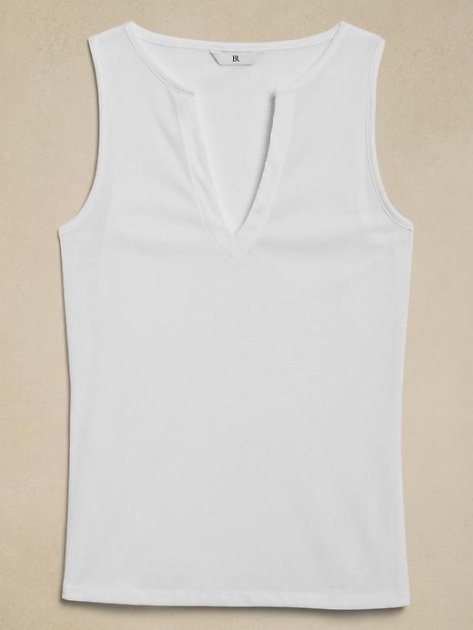 Sheer Ribbed V-Neck Tank Product Image