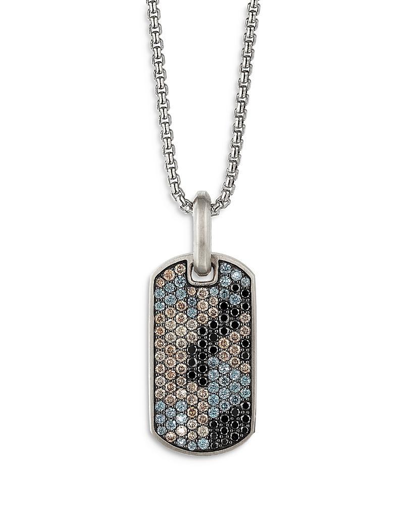 Mens Sterling Silver, Pav Diamond & Garnet Camo Enhancer Tag Product Image