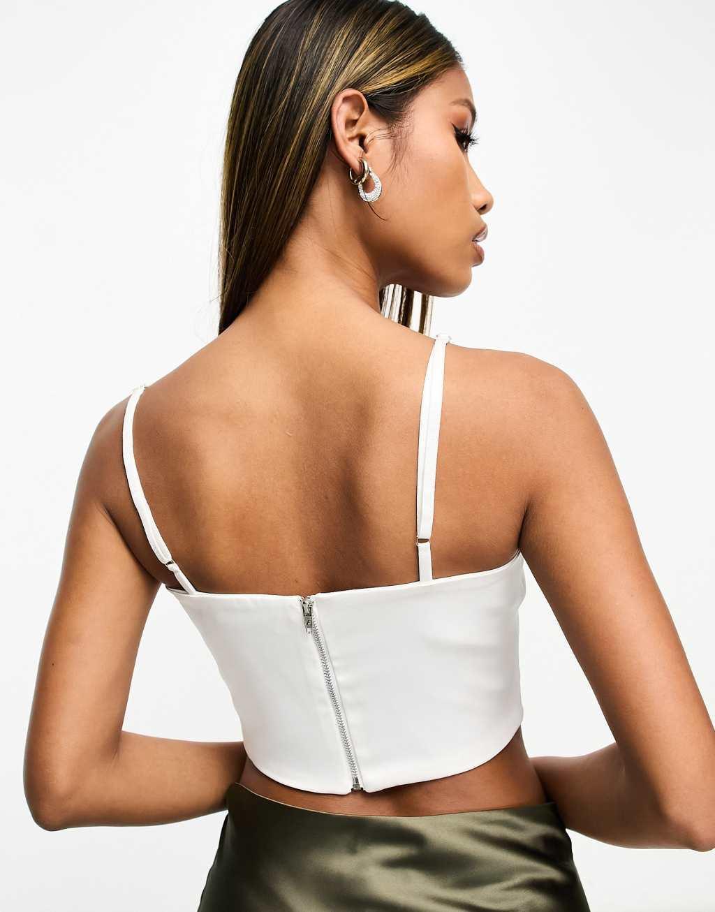 Flounce London corset top in white Product Image