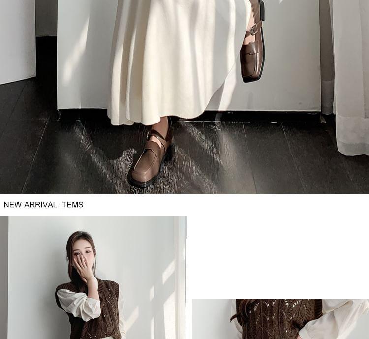 High Rise Plain Midi Mermaid Knit Skirt Product Image