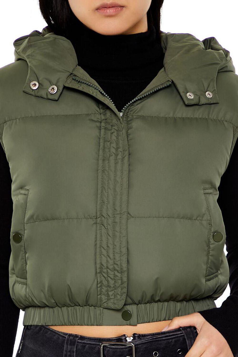 Cropped Hooded Puffer Vest | Forever 21 Product Image