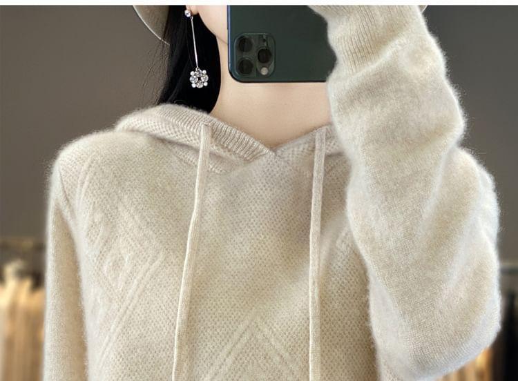 Plain Textured Hood Sweater Product Image