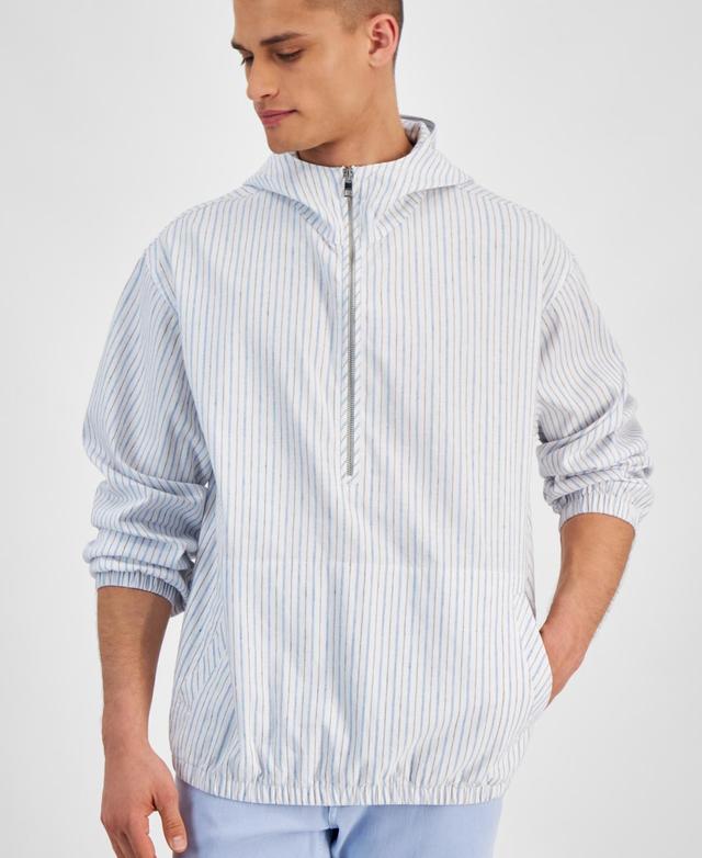 Michael Kors Mens Half-Zip Hooded Stripe Jacket Product Image