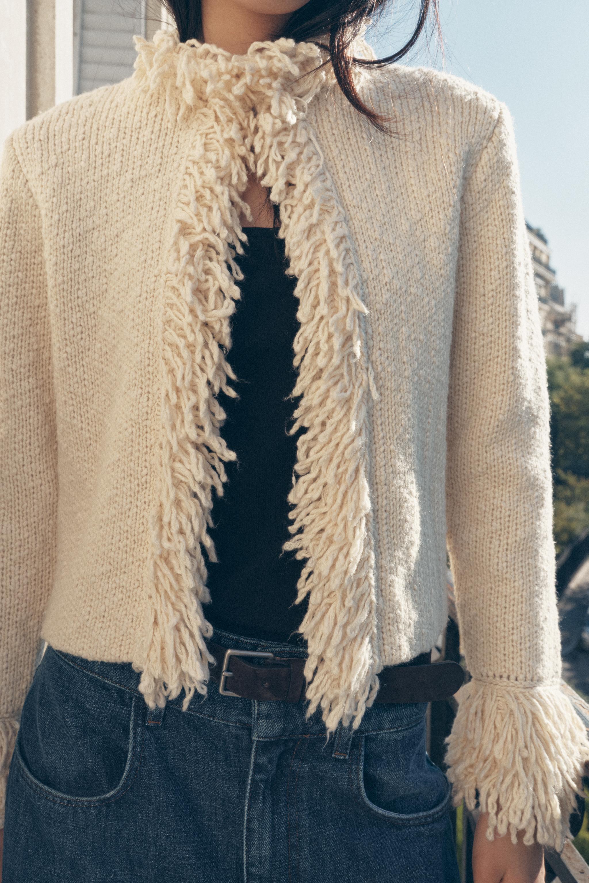 FRINGED KNIT JACKET Product Image