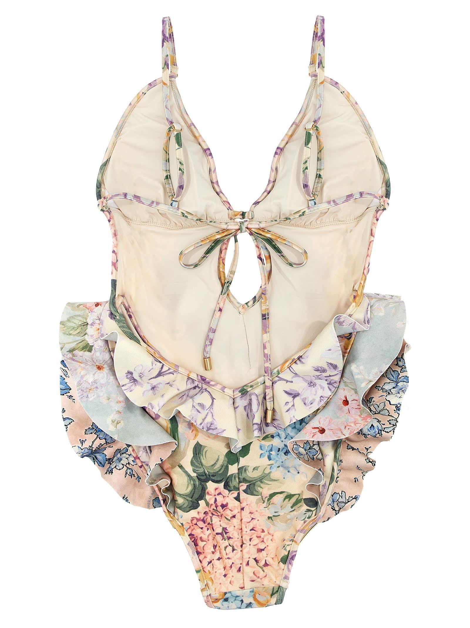 ZIMMERMANN Floral Printed One Piece Swimsuit In Multicolor Product Image