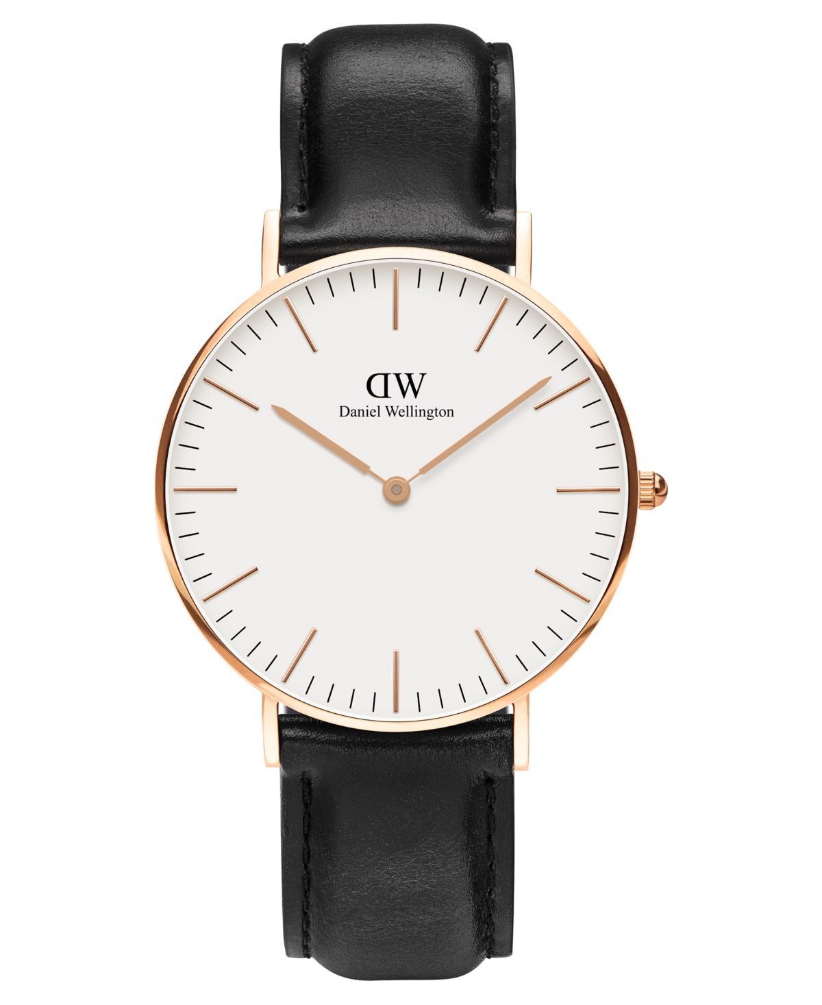 Daniel Wellington Unisex Classic Sheffield Black Leather Watch 36mm Product Image