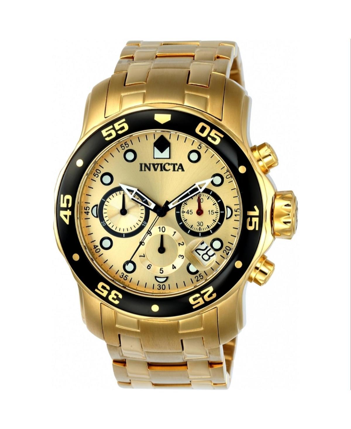 Invicta Mens ILE0072A Pro Diver Quartz Chronograph Gold Dial Watch - Gold Product Image