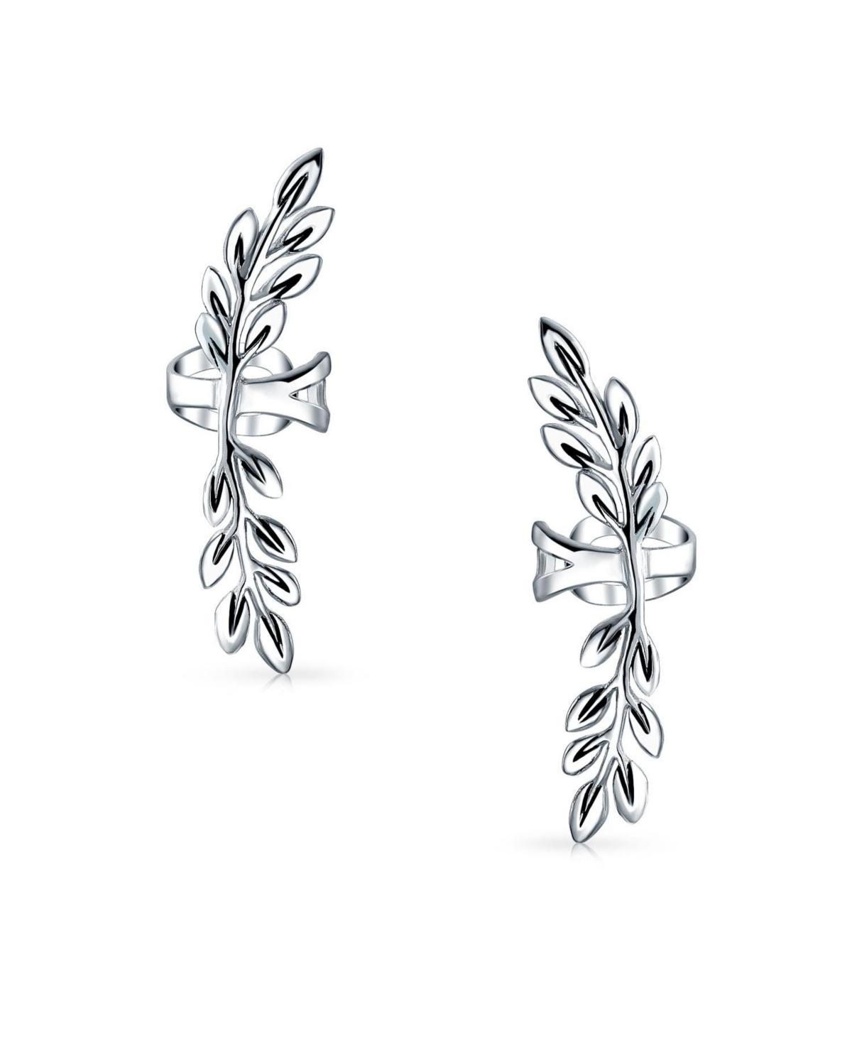 Bling Jewelry Boho Laurel Leaf Climber and Crawler Cartilage Ear Cuffs Clip Wrap Helix Non Pierced Earrings Western Jewelry For Women .925 Sterling Si Product Image