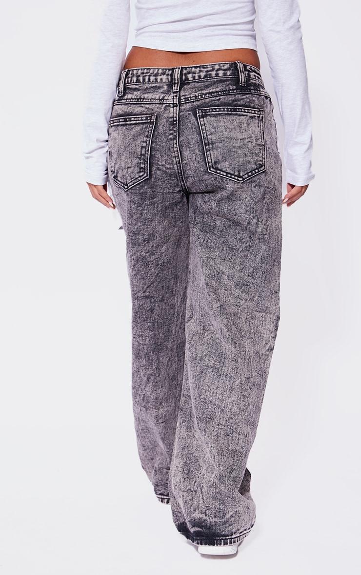 Petite Washed Grey Inside Out Look Straight Leg Jeans Product Image