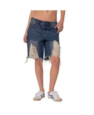 Edikted Womens Distressed Denim Bermuda Shorts Product Image