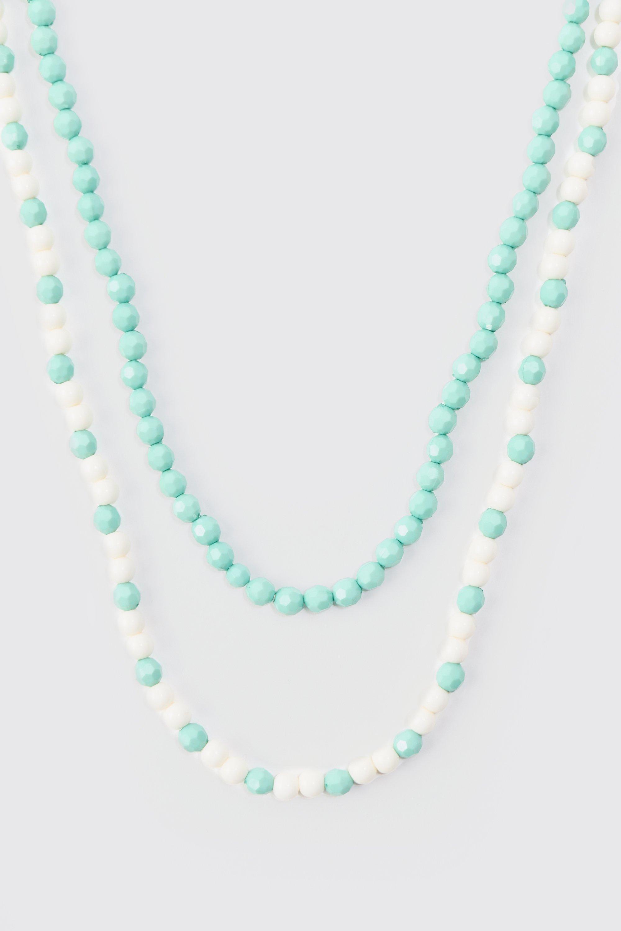 Beaded Chain Multi Layer Necklace | boohooMAN USA Product Image